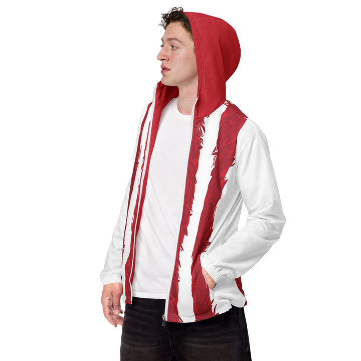 Men’s Windbreaker - White-Red Bar