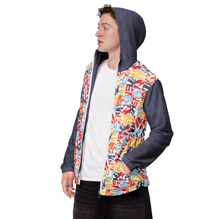 Men’s Windbreaker - White-Orange Square