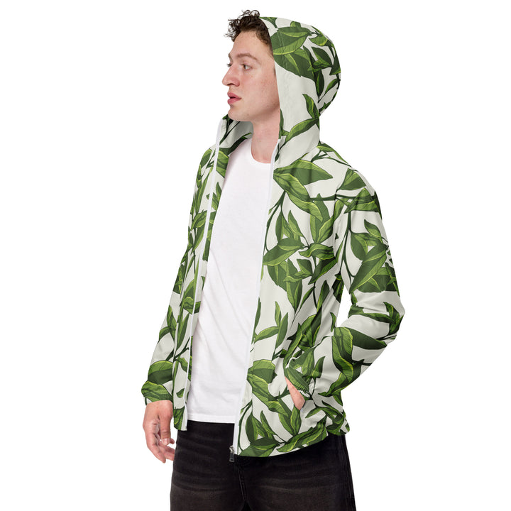 Men’s Windbreaker - Beige-Green Leaves