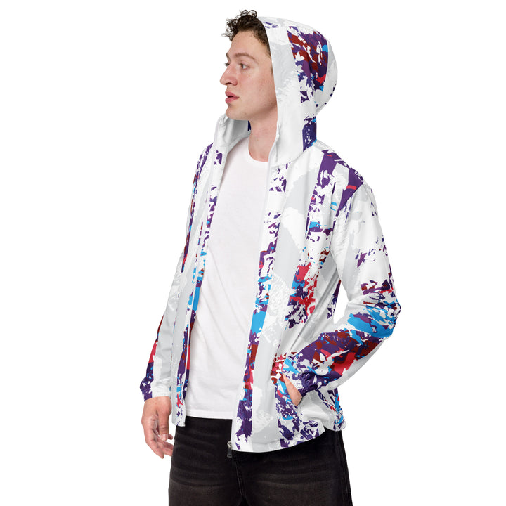 Men’s Windbreaker - White-Purple Bar