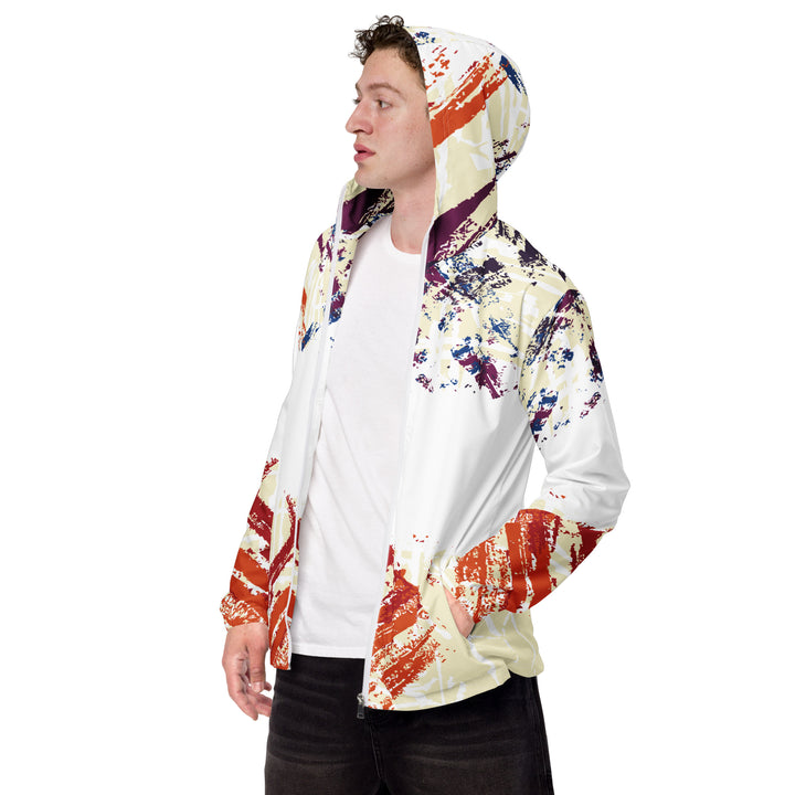 Men’s Windbreaker - White-Orange Stains