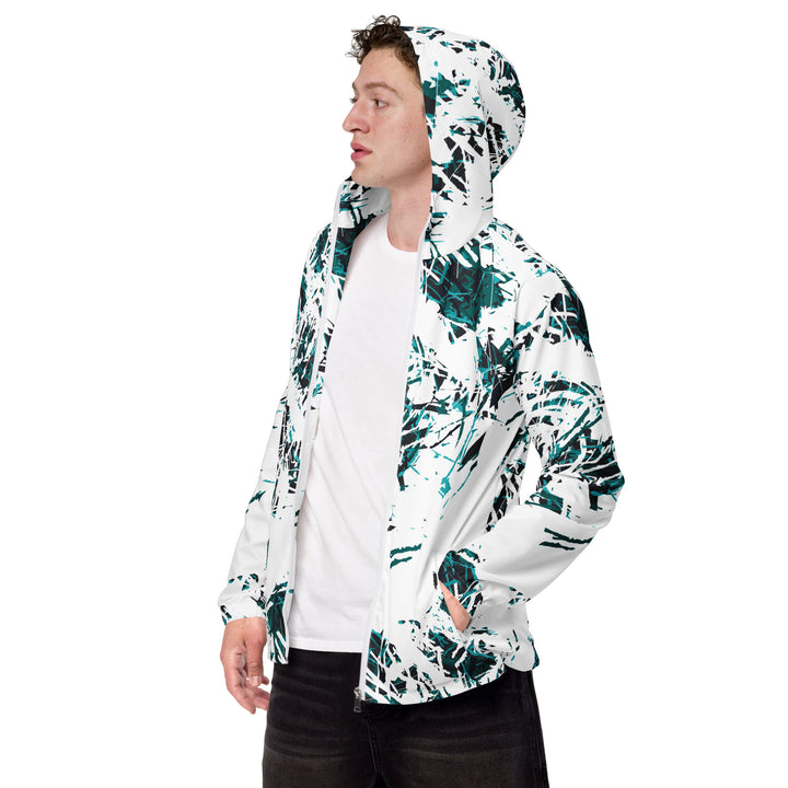 Men’s Windbreaker - White-Turquoise Skill