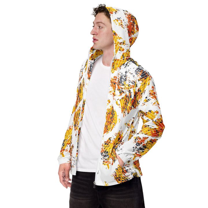 Men’s Windbreaker - White-Yellow Grid