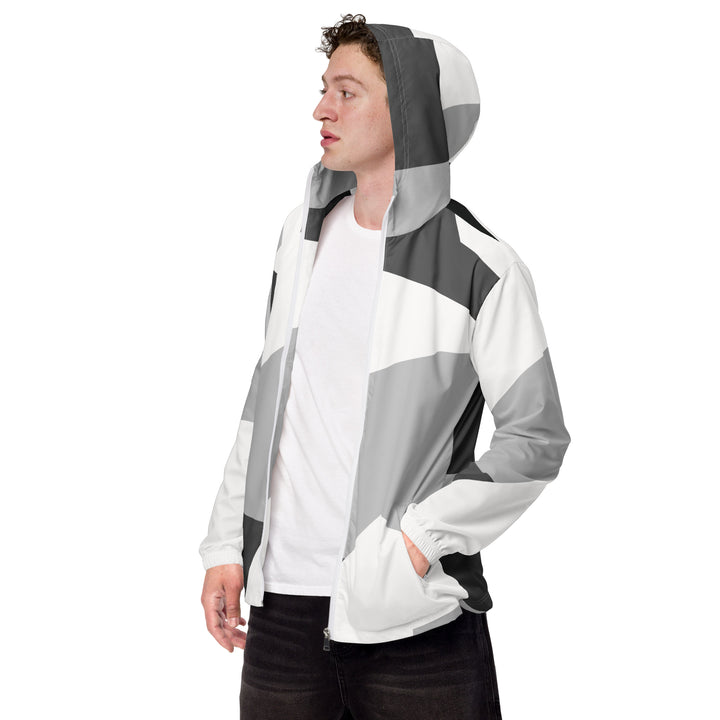 Men’s Windbreaker - White-Grey Simple