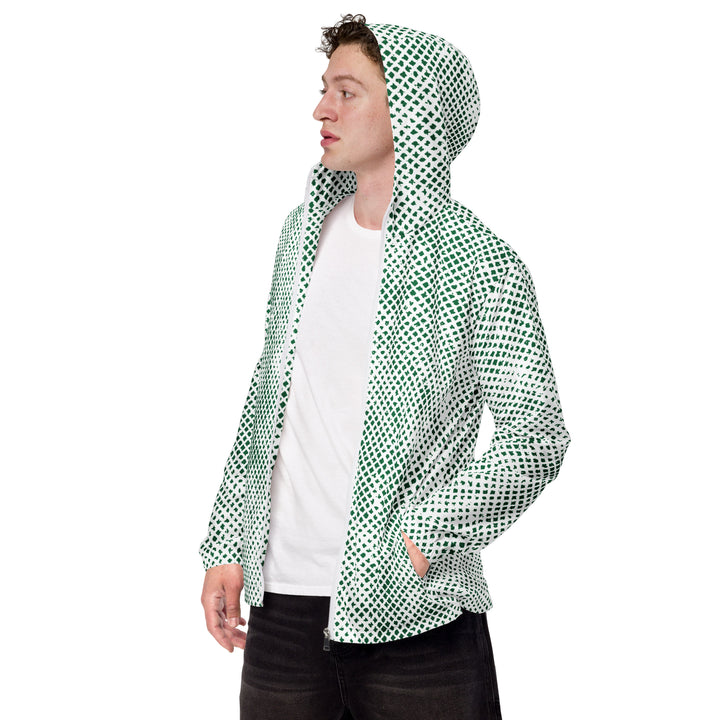 Men’s Windbreaker - White-Green Grid