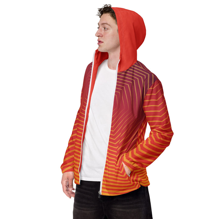 Men’s Windbreaker - Red-Yellow Hexagon