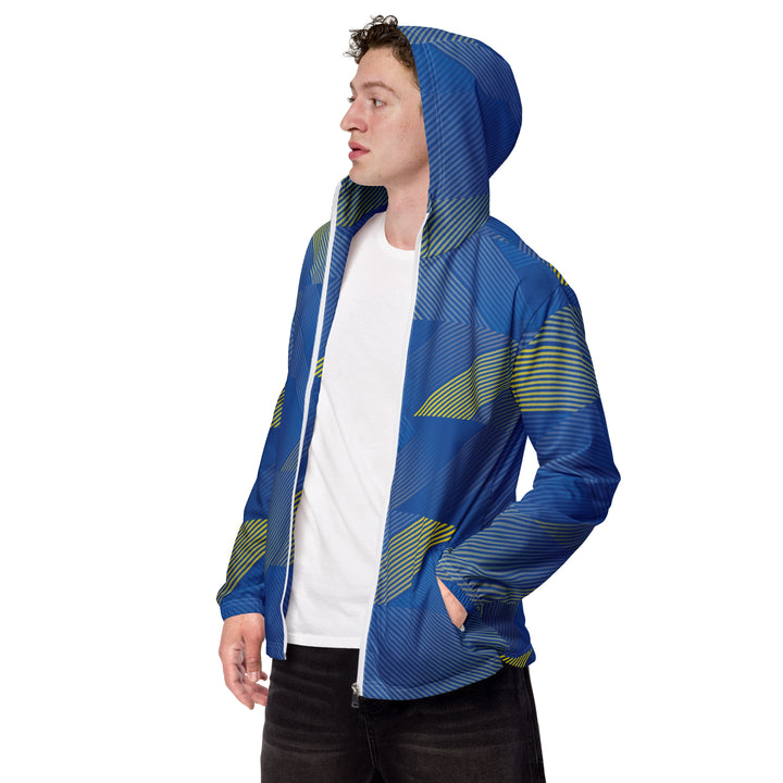 Men’s Windbreaker - Blue-Yellow Line