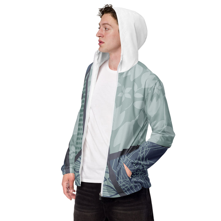 Men’s Windbreaker - Green-Blue Leaves