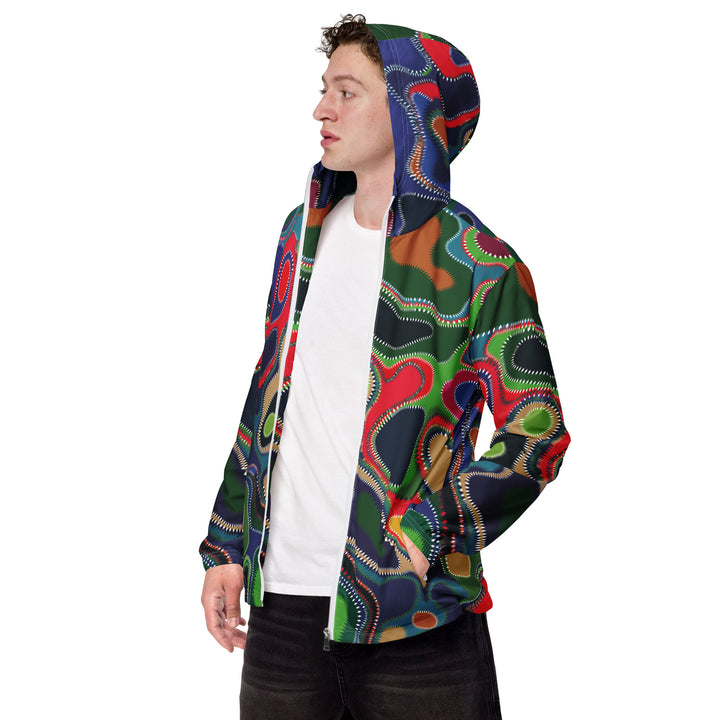 Men’s Windbreaker - Green-Red Feed