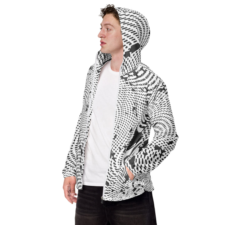 Men’s Windbreaker - White-Grey Curvature