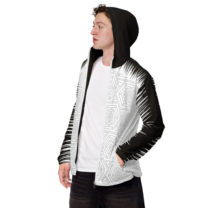 Men’s Windbreaker - White-Grey Maze