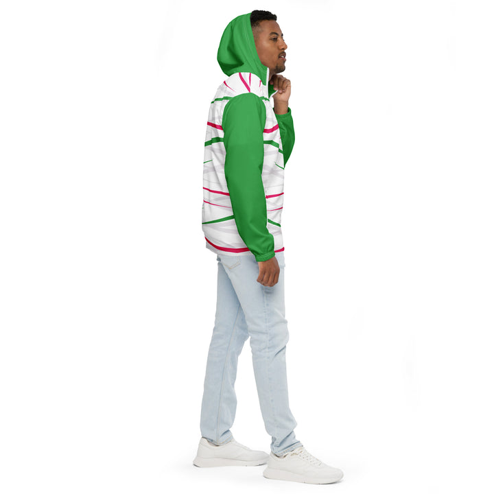 Men’s Windbreaker - White-Green Spike