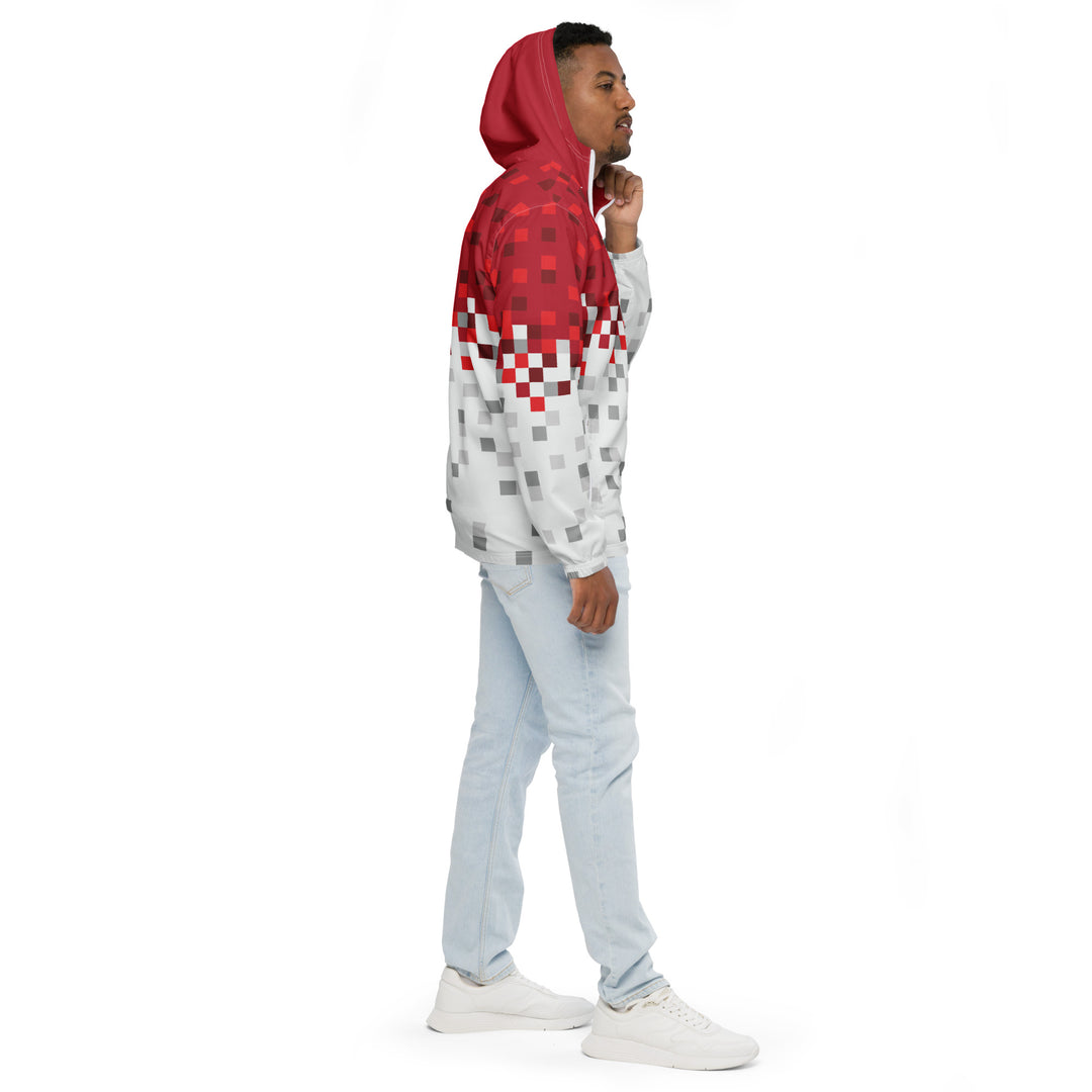 Men’s Windbreaker - White-Red Pixel