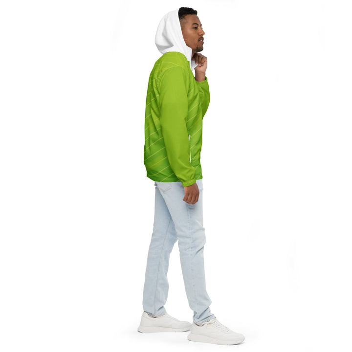 Men’s Windbreaker - Green-White Lines