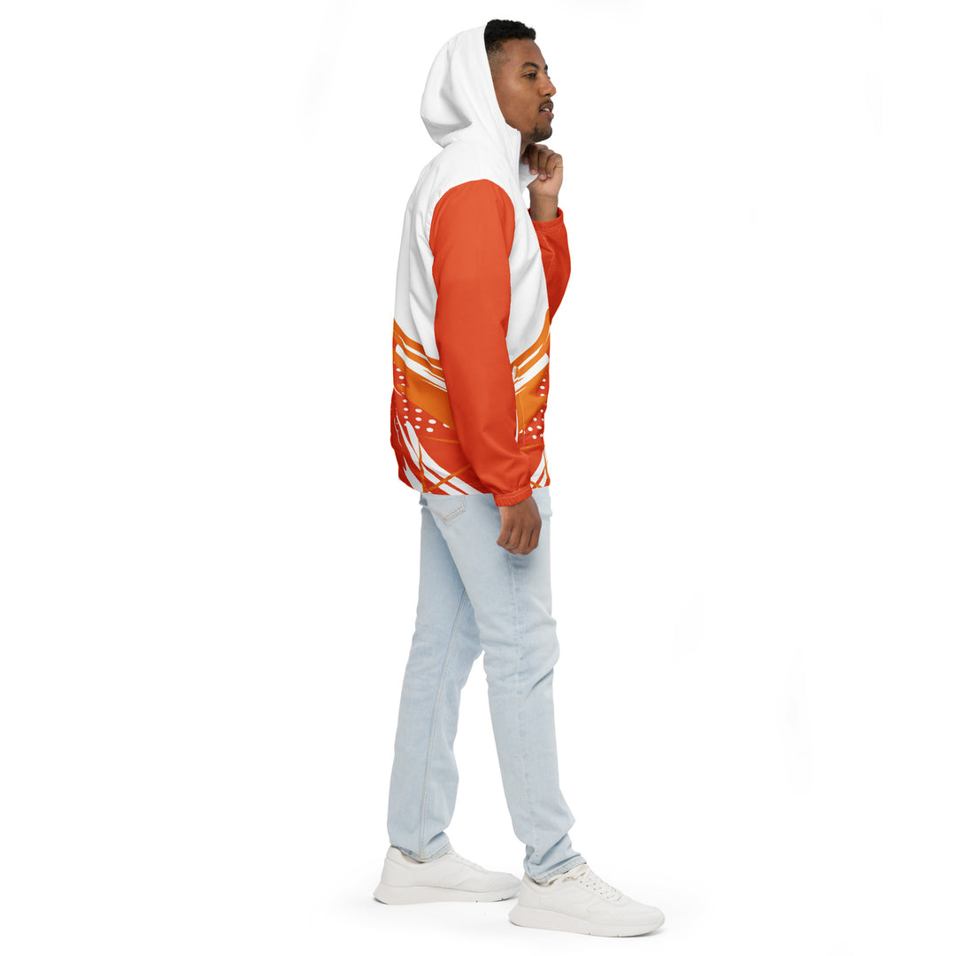 Men’s Windbreaker - White-Orange Flame