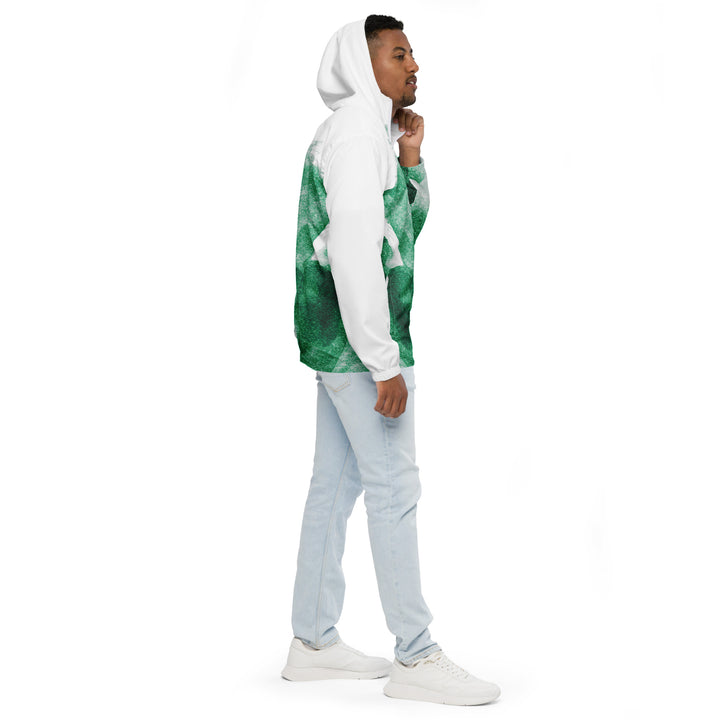 Men’s Windbreaker - Green-White Art