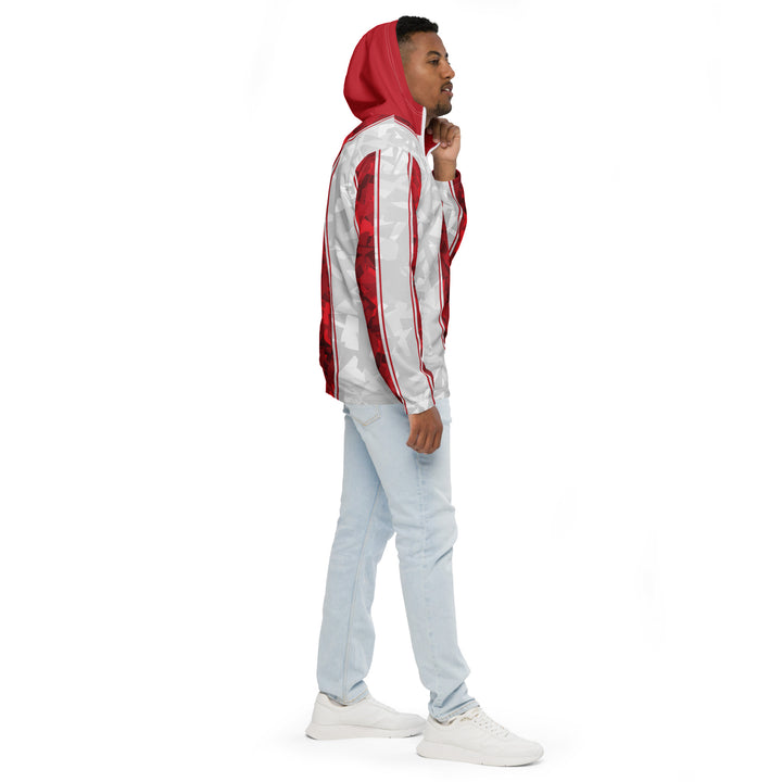 Men’s Windbreaker - Grey-Red Bar