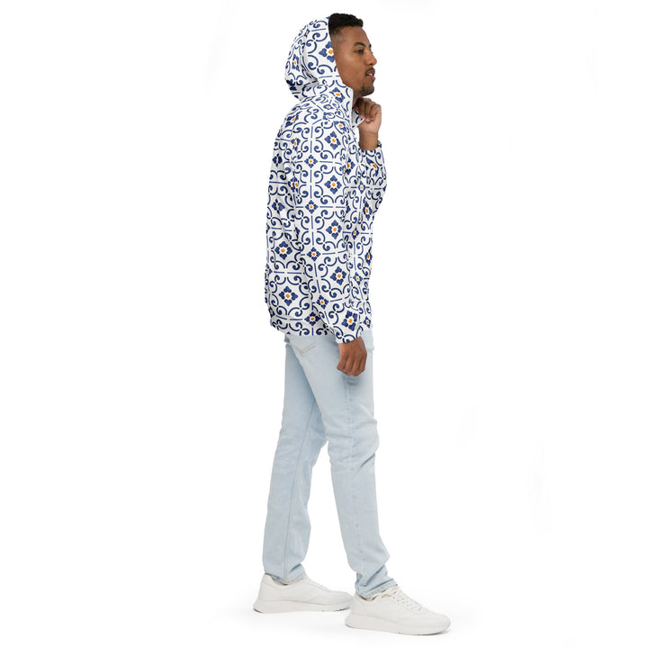 Men’s Windbreaker - White-Blue Tiles