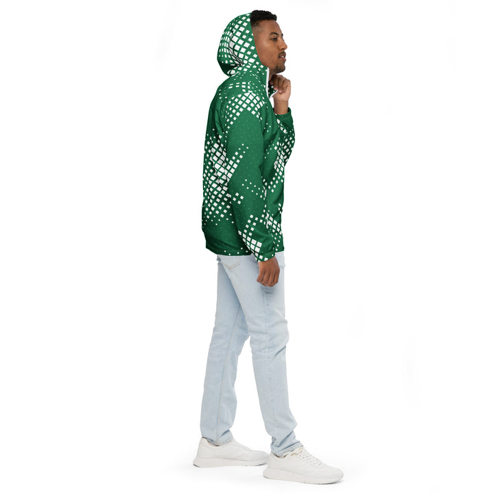 Men’s Windbreaker - Green-White Pixel