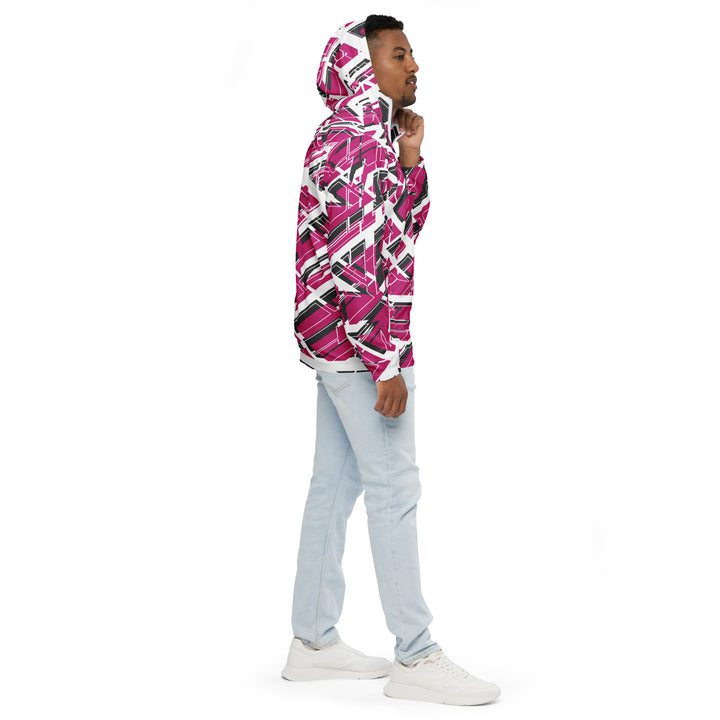 Men’s Windbreaker - White-Pink Font