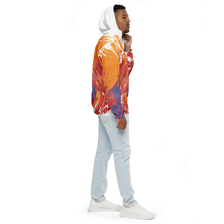 Men’s Windbreaker - White-Orange Curve