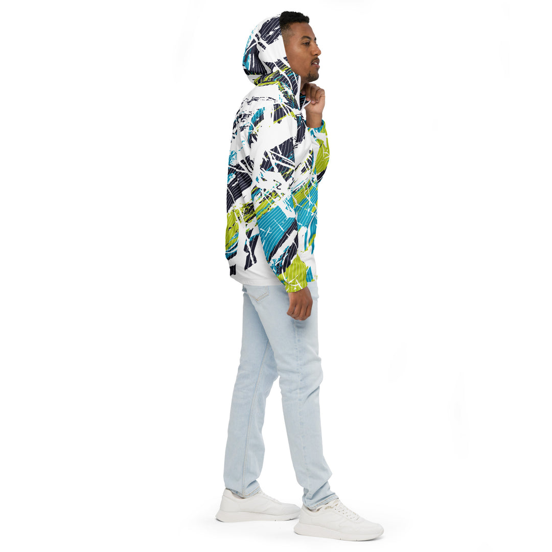 Men’s Windbreaker - White-Green Curve