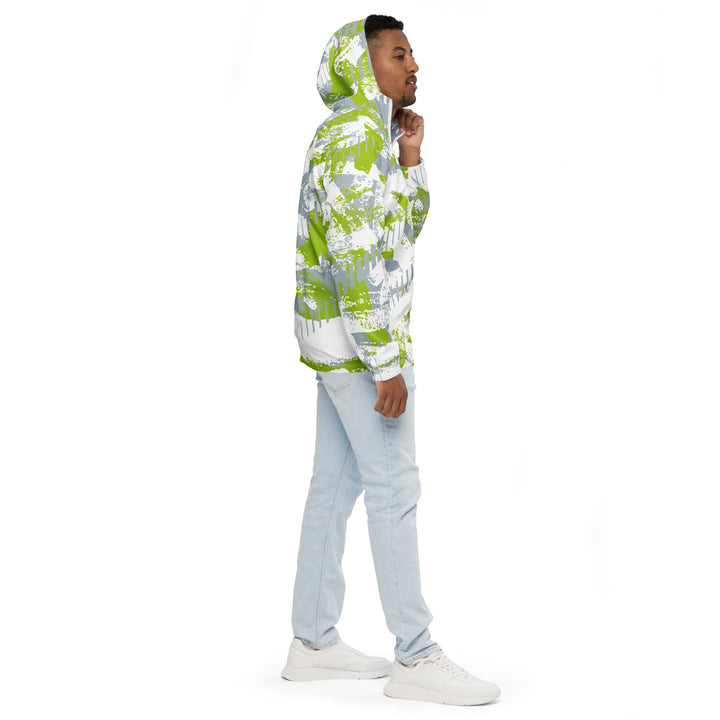 Men’s Windbreaker - White-Green Spray