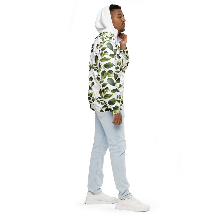 Men’s Windbreaker - White-Green Plant