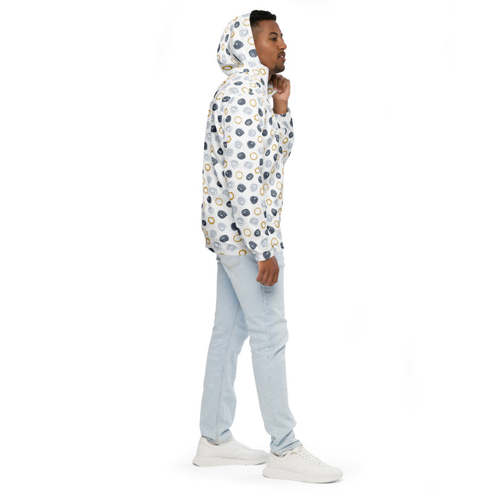 Men’s Windbreaker - White-Yellow Dots