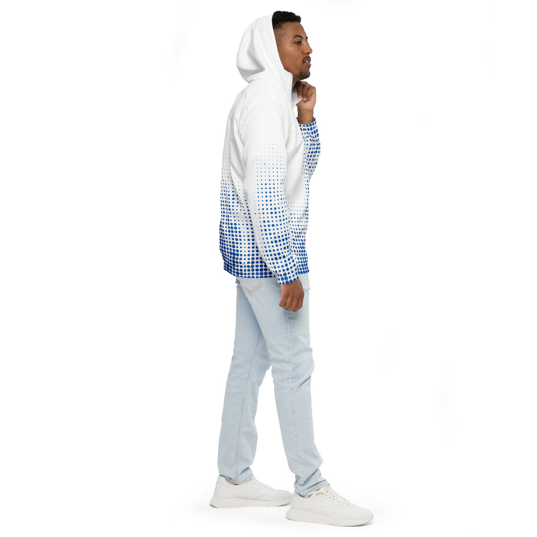 Men’s Windbreaker - White-Blue Halftone