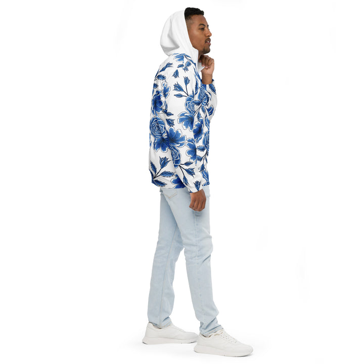 Men’s Windbreaker - White-Blue Rose