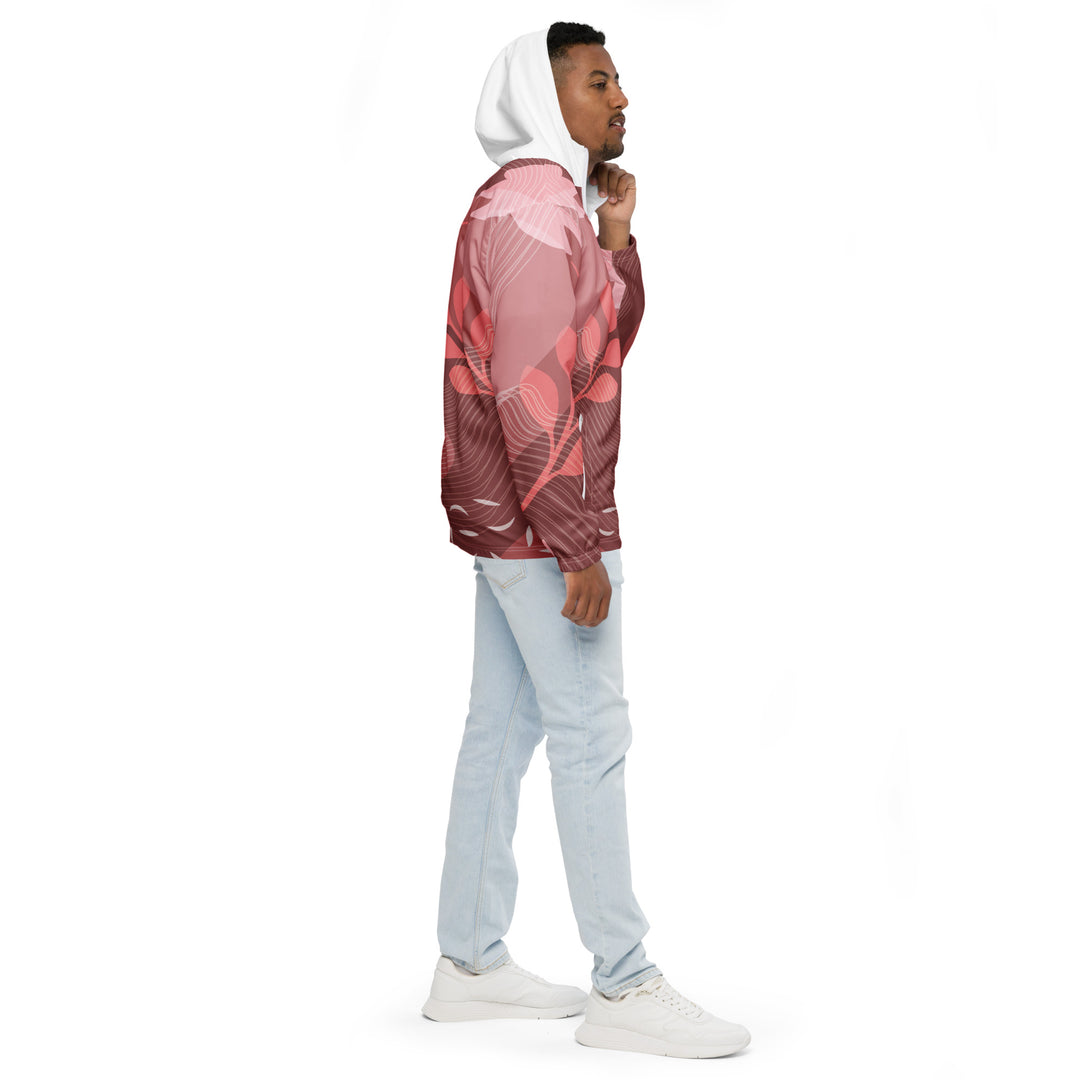 Men’s Windbreaker - Red-White Plant