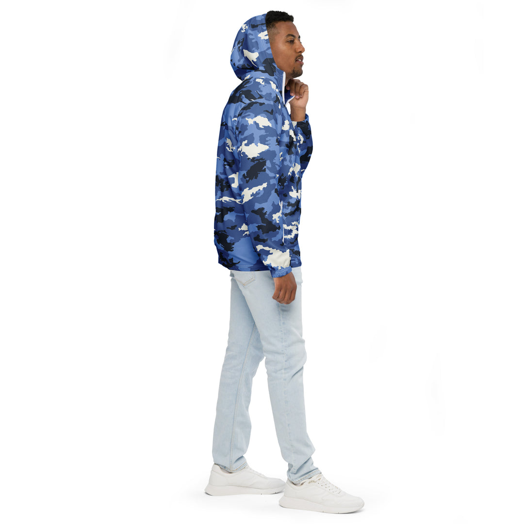 Men’s Windbreaker - White-Blue Camouflage