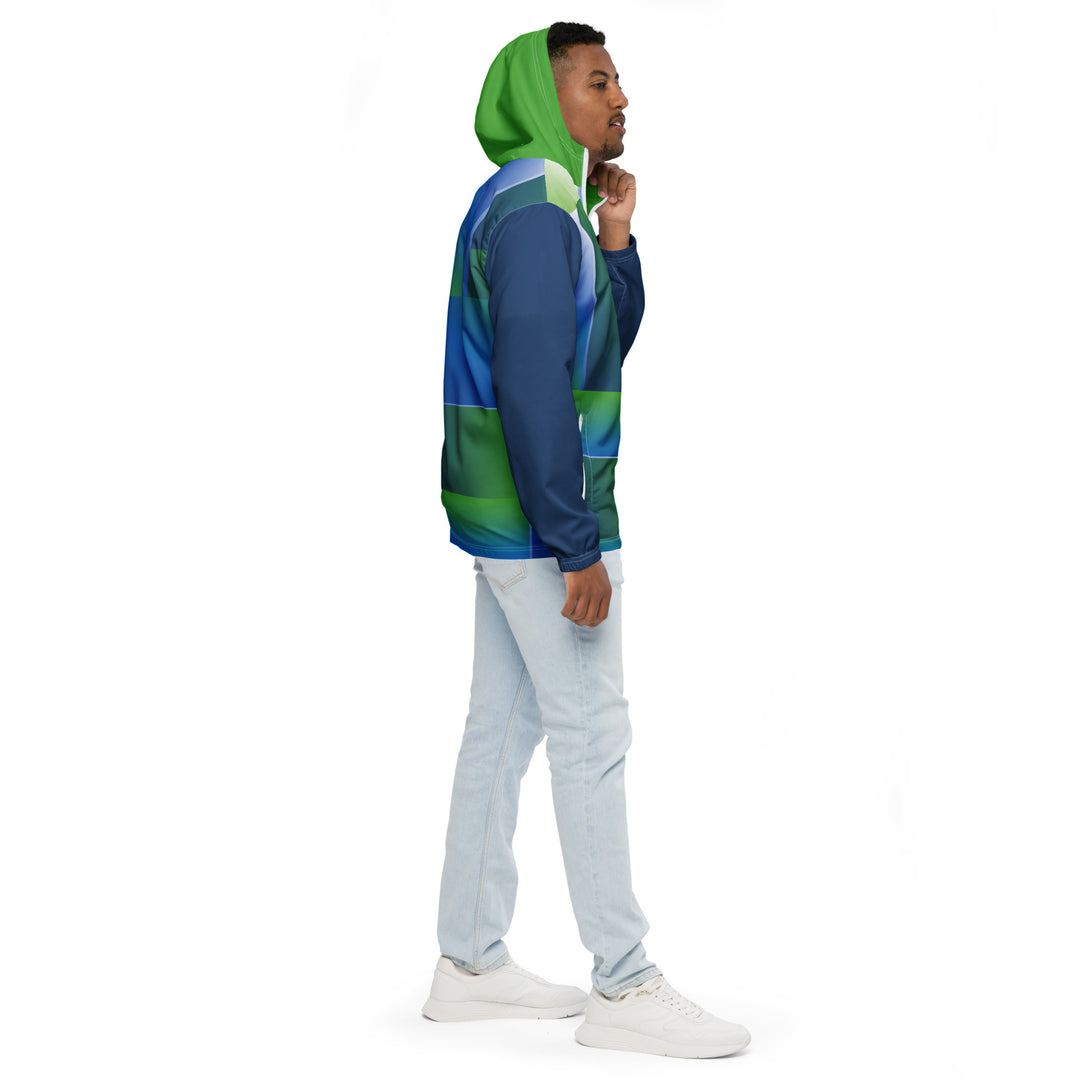 Men’s Windbreaker - Green-Blue Square