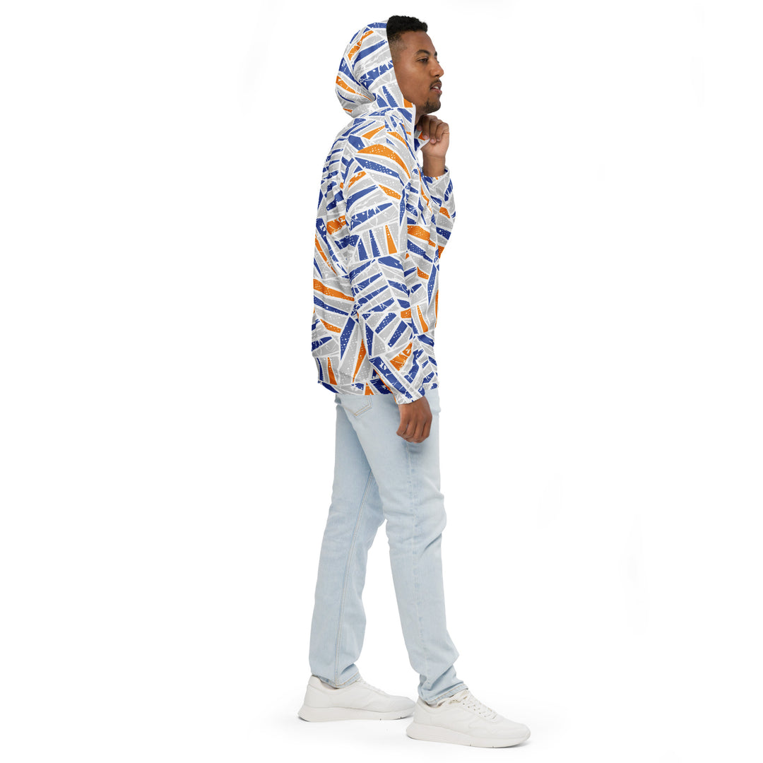 Men’s Windbreaker - Grey-Blue Palms