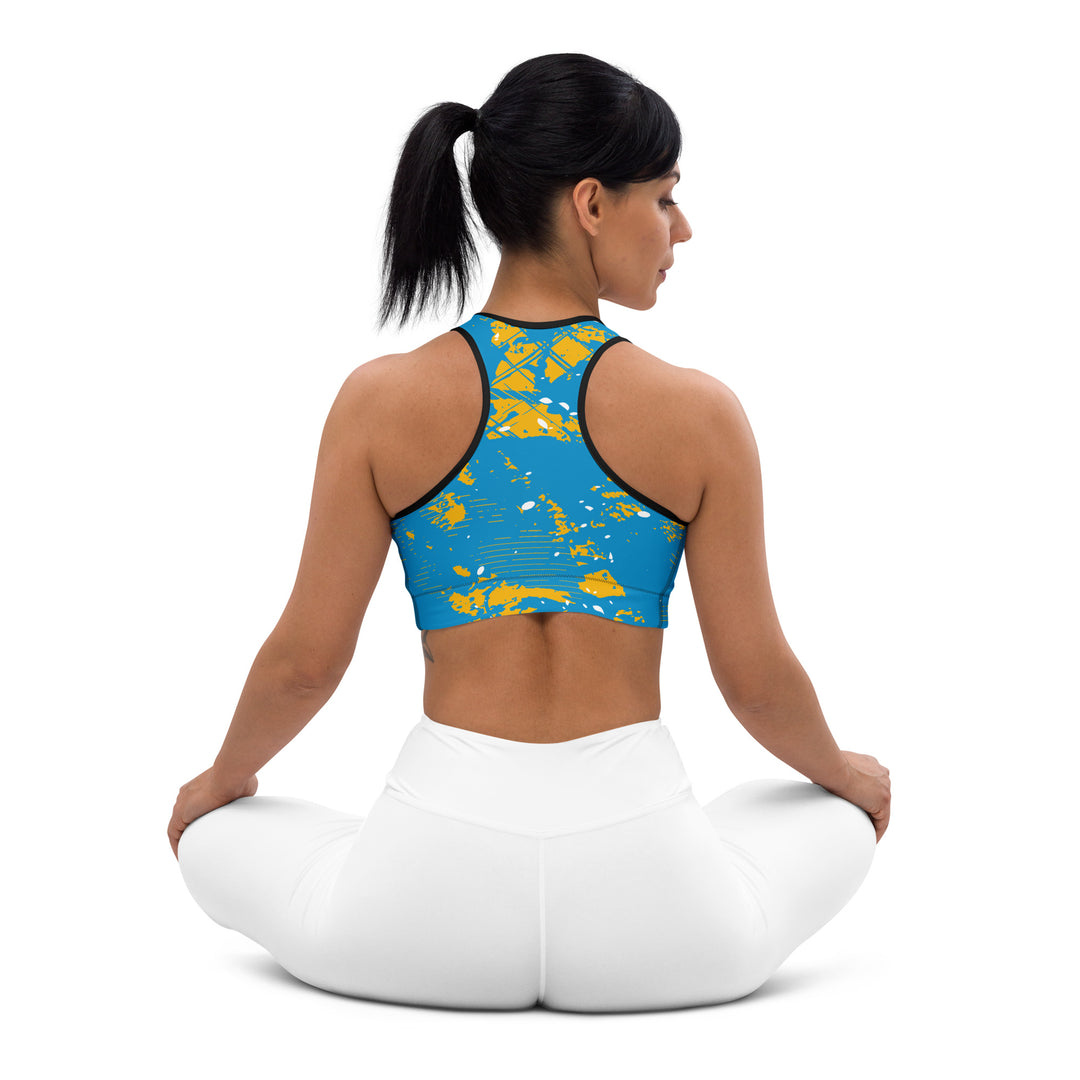 Padded Sports Bra - Turquoise-Yellow Particle