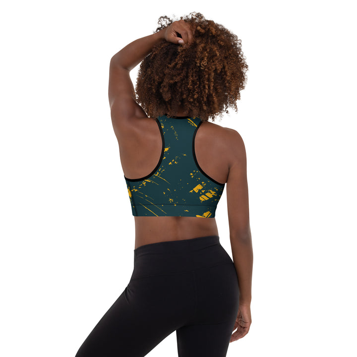 Padded Sports Bra - Blue-Yellow Comet