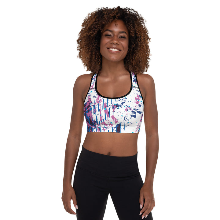 Padded Sports Bra - White-Purple Trace