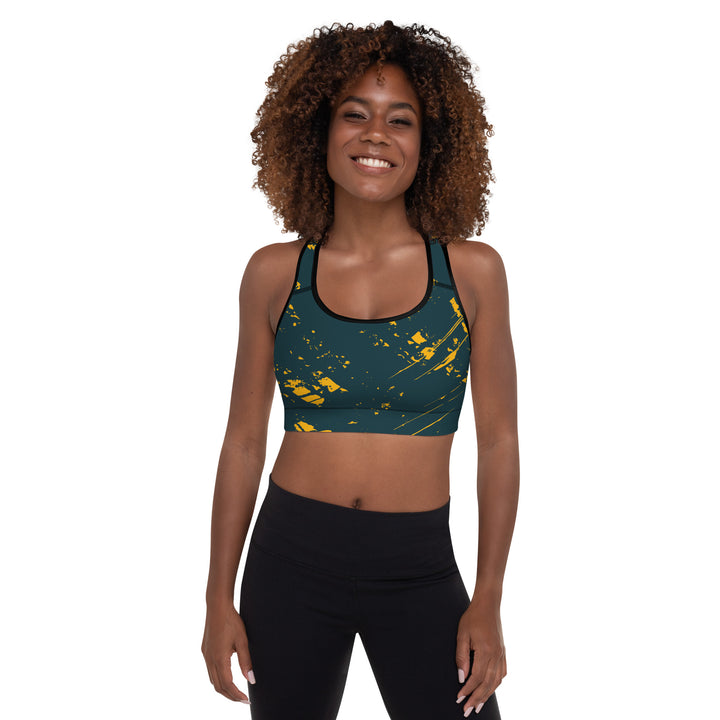 Padded Sports Bra - Blue-Yellow Comet