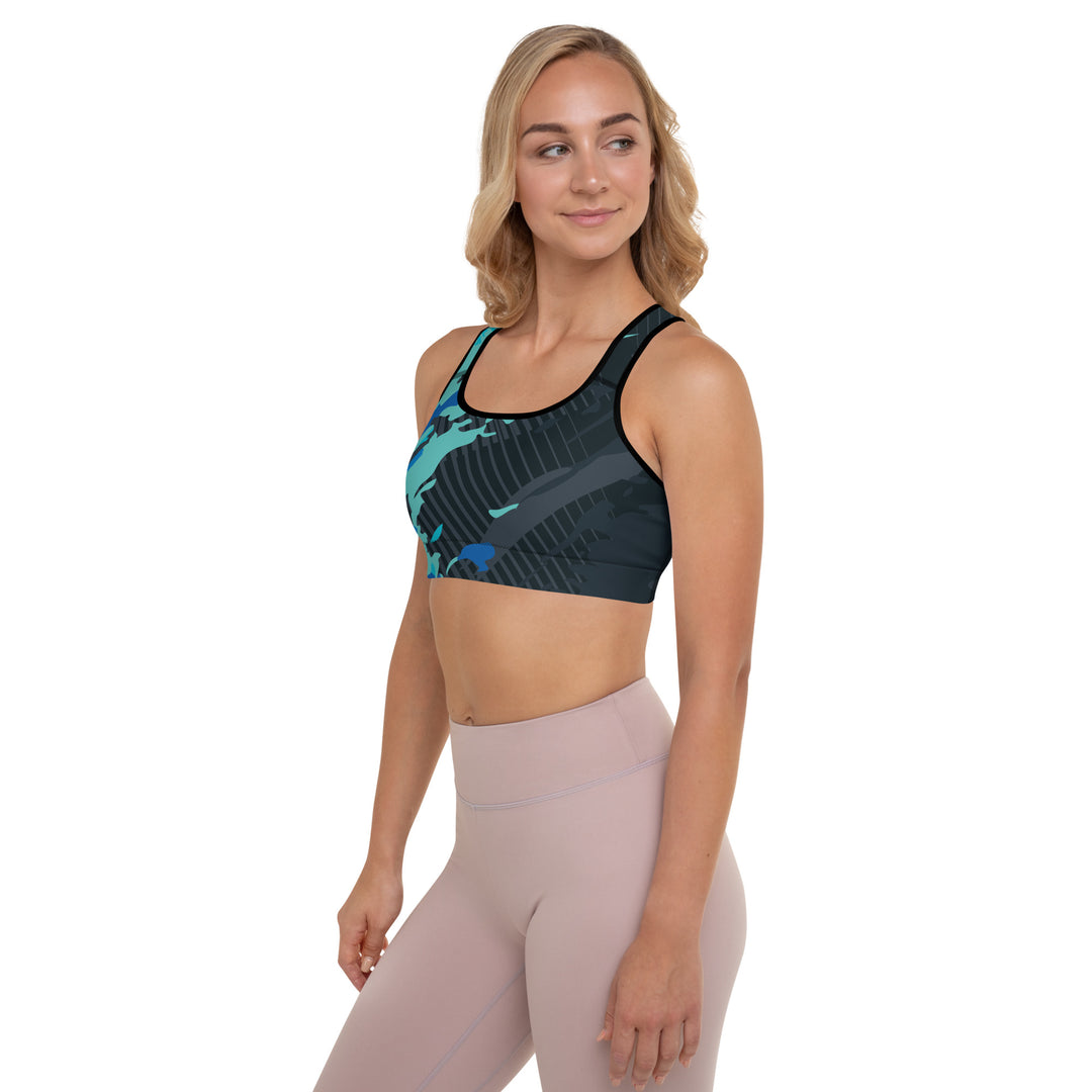 Padded Sports Bra - Black-Blue Surf