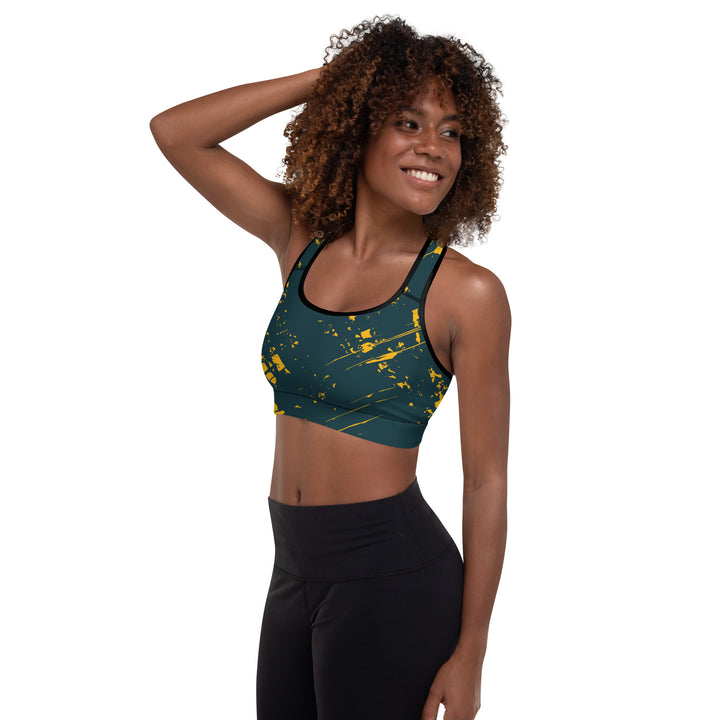 Padded Sports Bra - Blue-Yellow Comet