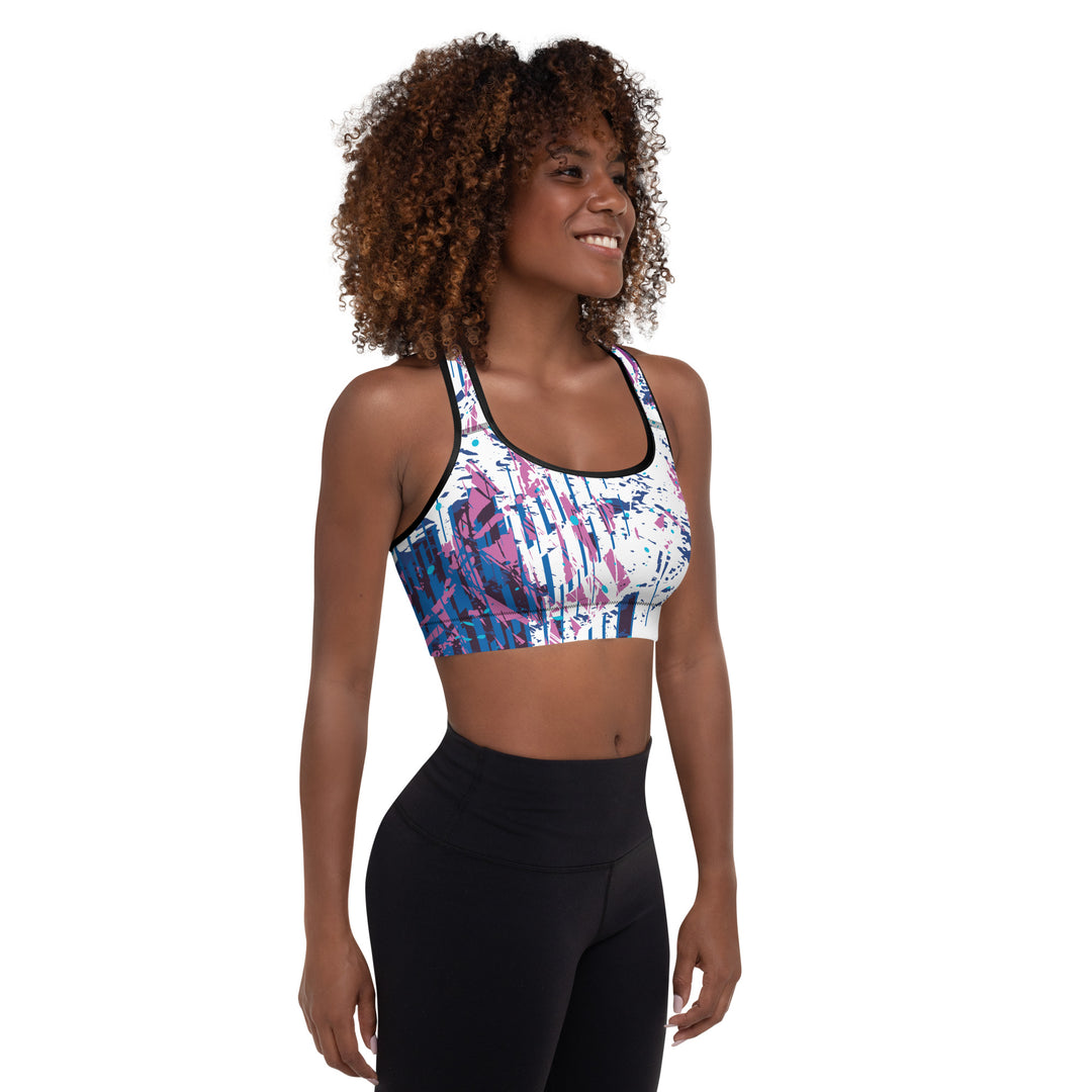 Padded Sports Bra - White-Purple Trace