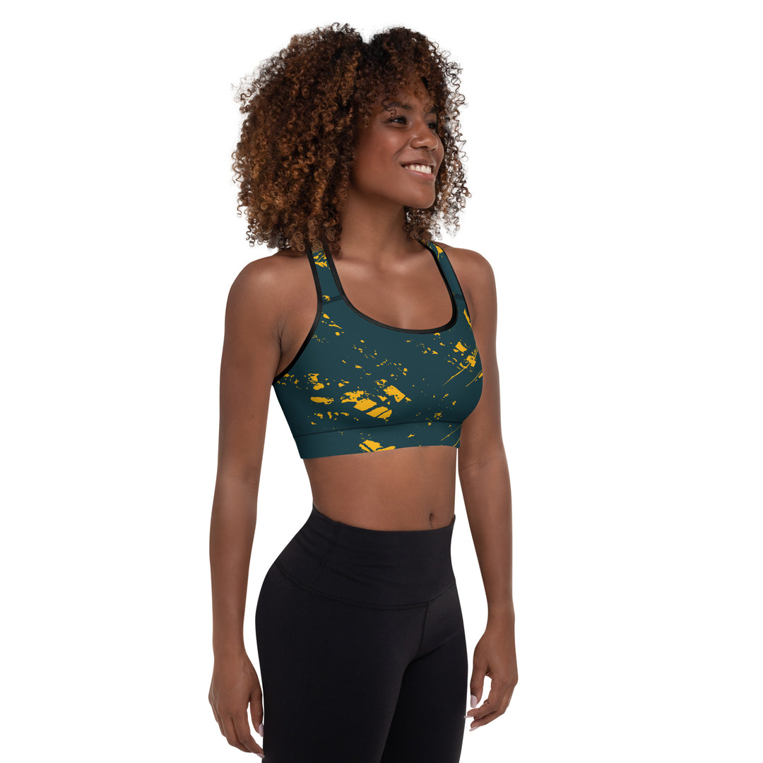 Padded Sports Bra - Blue-Yellow Comet