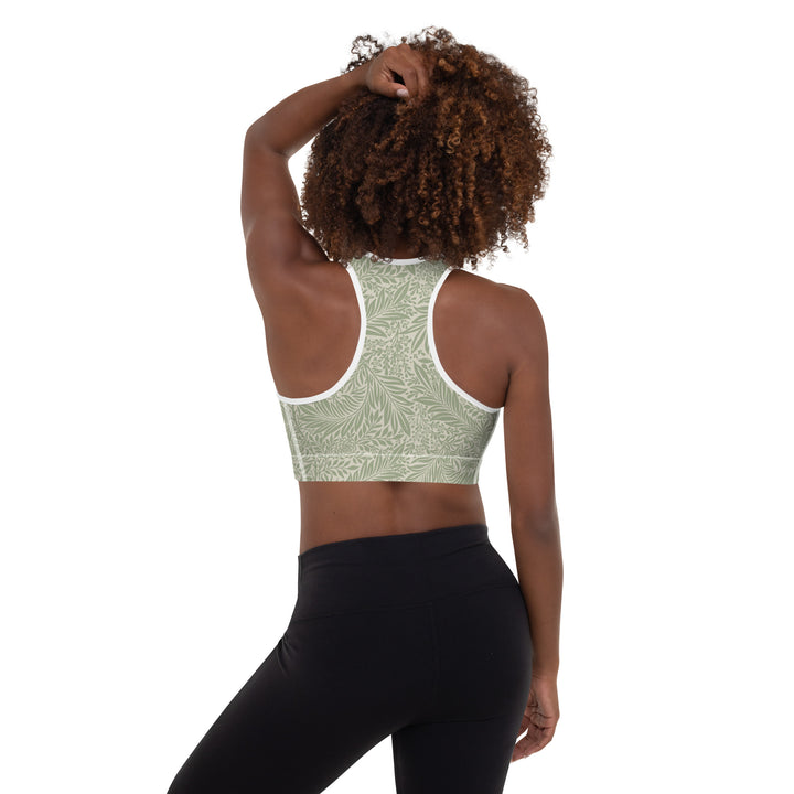 Padded Sports Bra - Beige-Green Flower