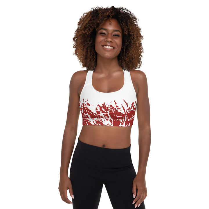 Padded Sports Bra - Red-White Grass