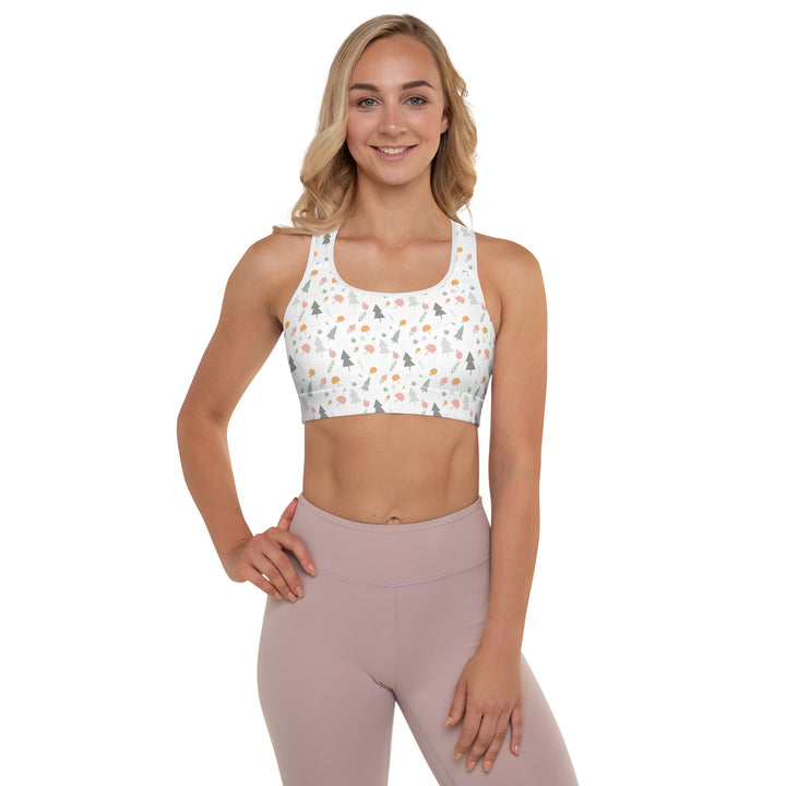 Padded Sports Bra - White Christmas