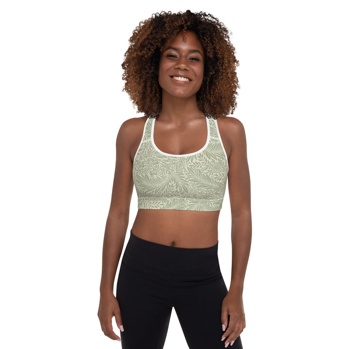 Padded Sports Bra - Beige-Green Flower