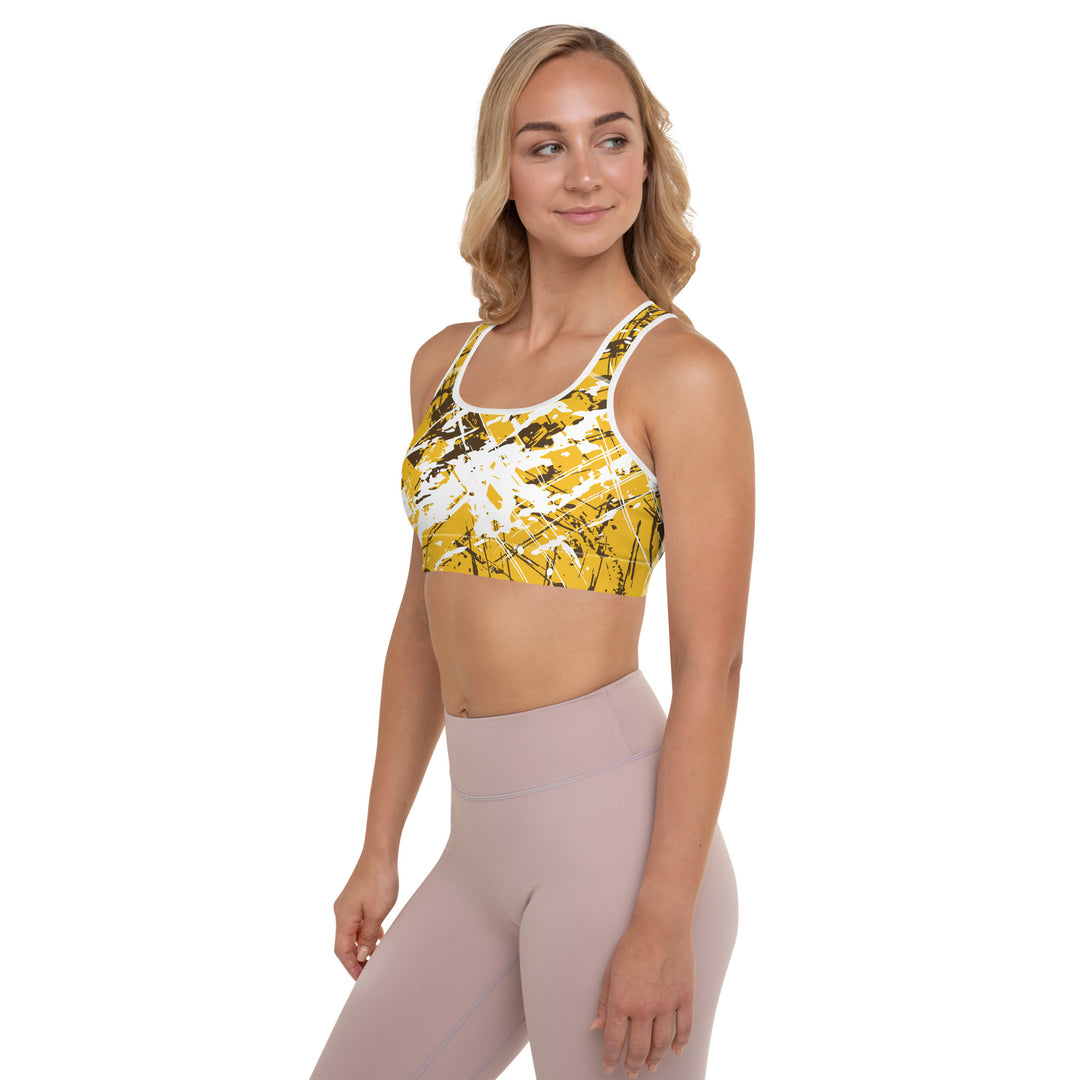 Padded Sports Bra - Yellow-White Grains