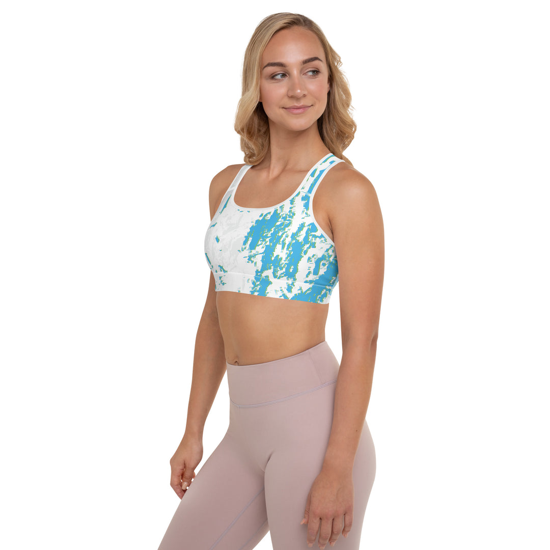 Padded Sports Bra - White-Turquoise Action