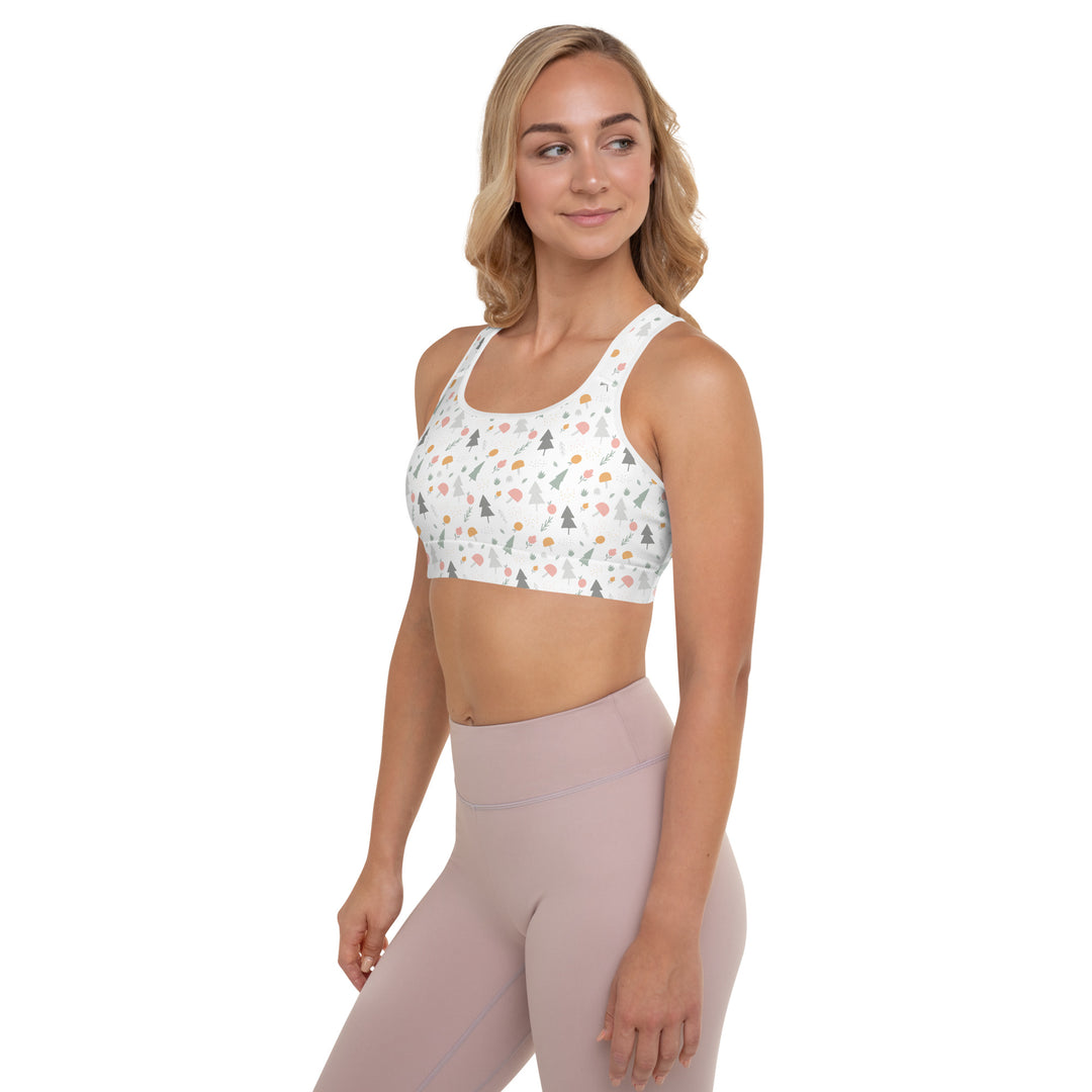 Padded Sports Bra - White Christmas